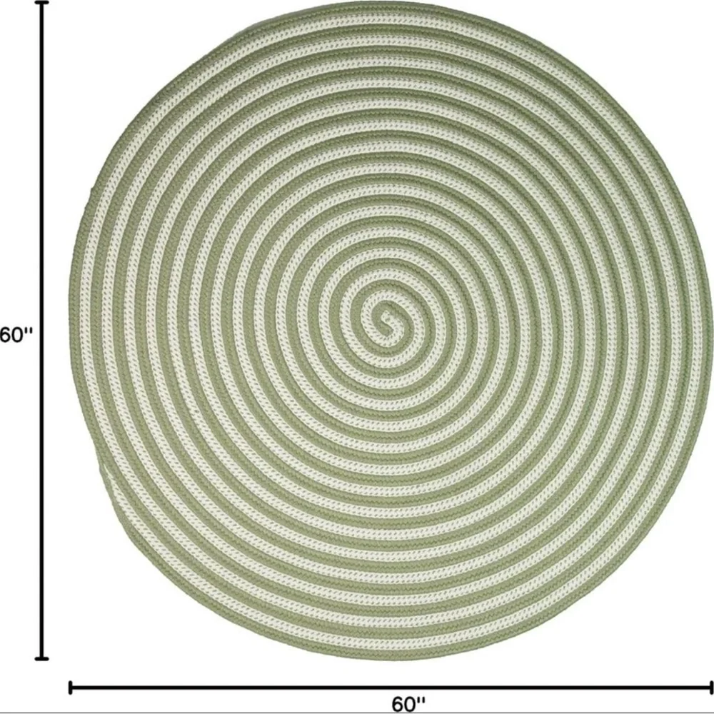 Colonial Mills Thai Basil Green 5ft Round Braided‎ Rug Reversible Brand New